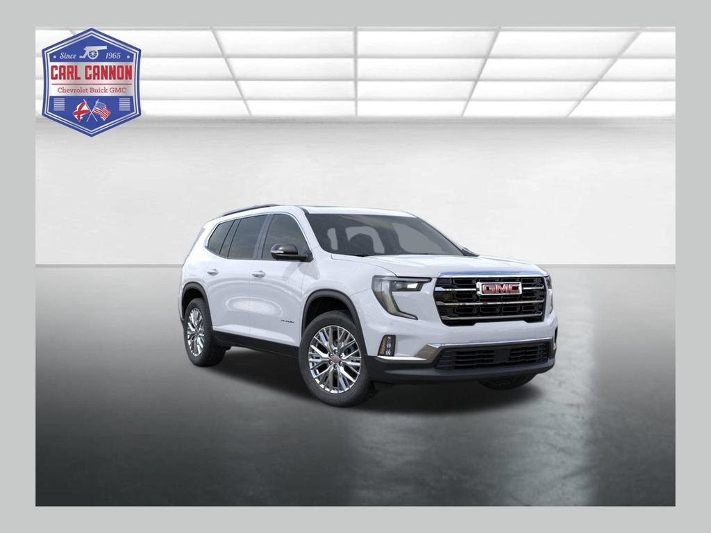 2026 GMC Acadia Elevation in Glacier White Tricoat — front three-quarter view