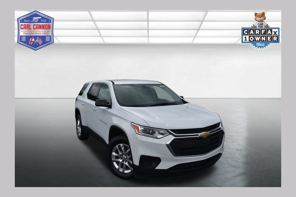 2020 Chevrolet Traverse LS in Summit White — front three-quarter view