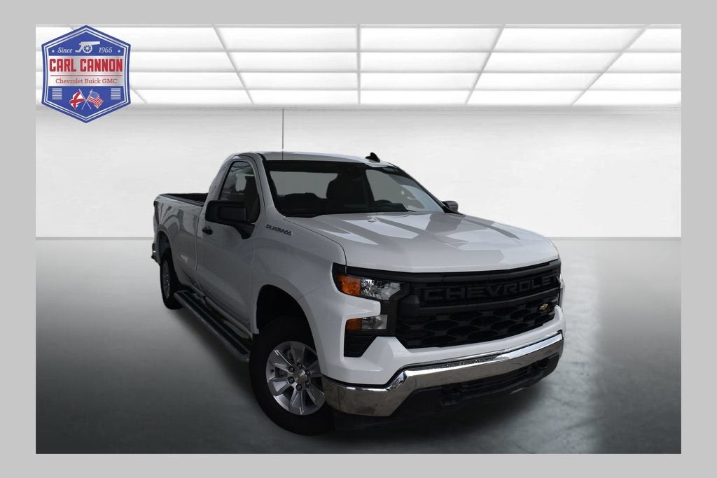 2025 Chevrolet Silverado 1500 WT in Summit White — front three-quarter view