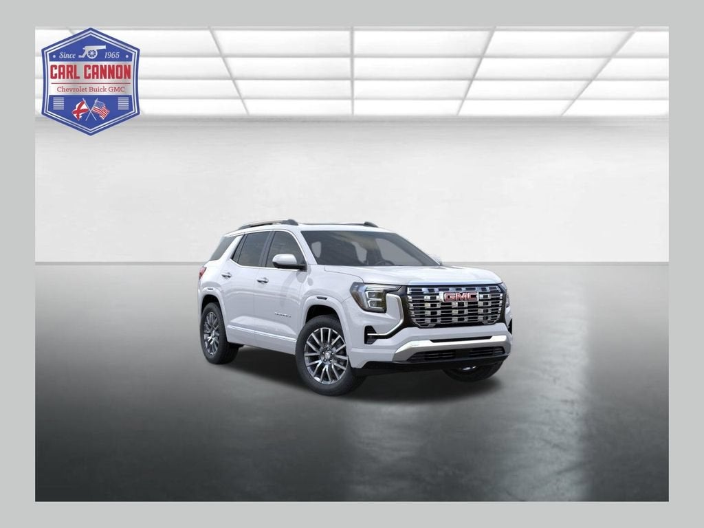 2026 GMC Terrain Denali in Glacier White Tricoat — front three-quarter view
