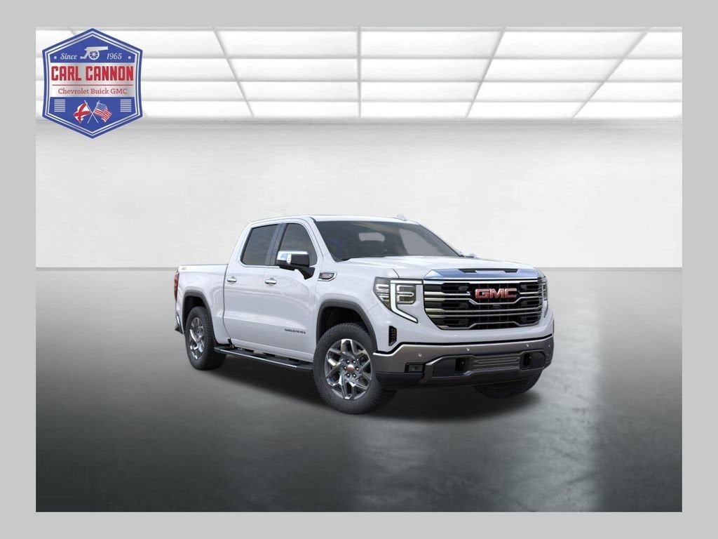 2026 GMC Sierra 1500 SLT in Summit White — front three-quarter view