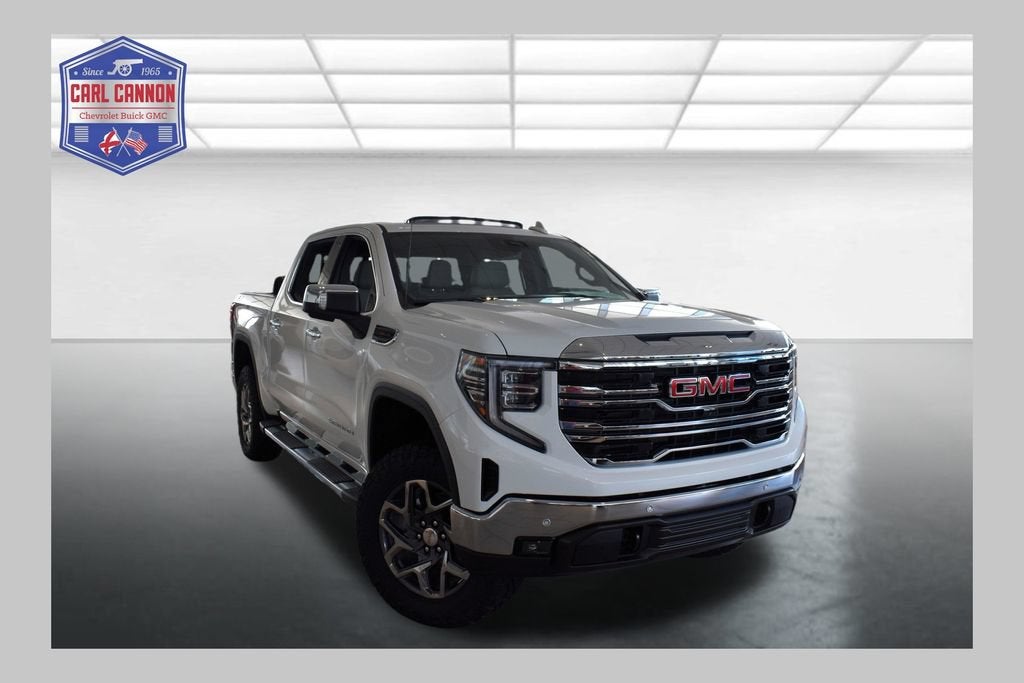2026 GMC Sierra 1500 SLT in Summit White — front three-quarter view